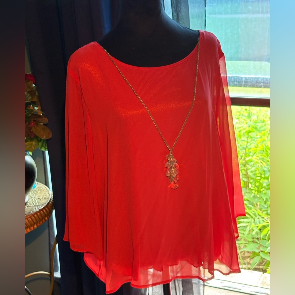 Cato Red orange Boxy 3/4 Sleeve Blouse